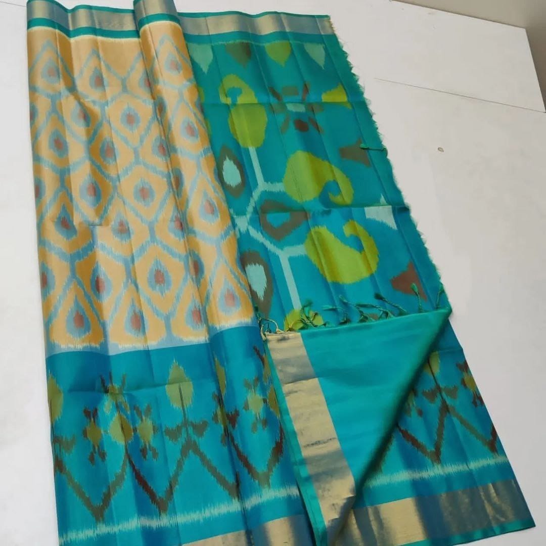 Beige Ikkat Silk Saree with Print , Subtle Beige Handloom Saree , 
Beige Soft Silk Saree for Casual Wear , Beige Traditional Ikkat Print Saree , Elegant Beige Saree with Digital Work .