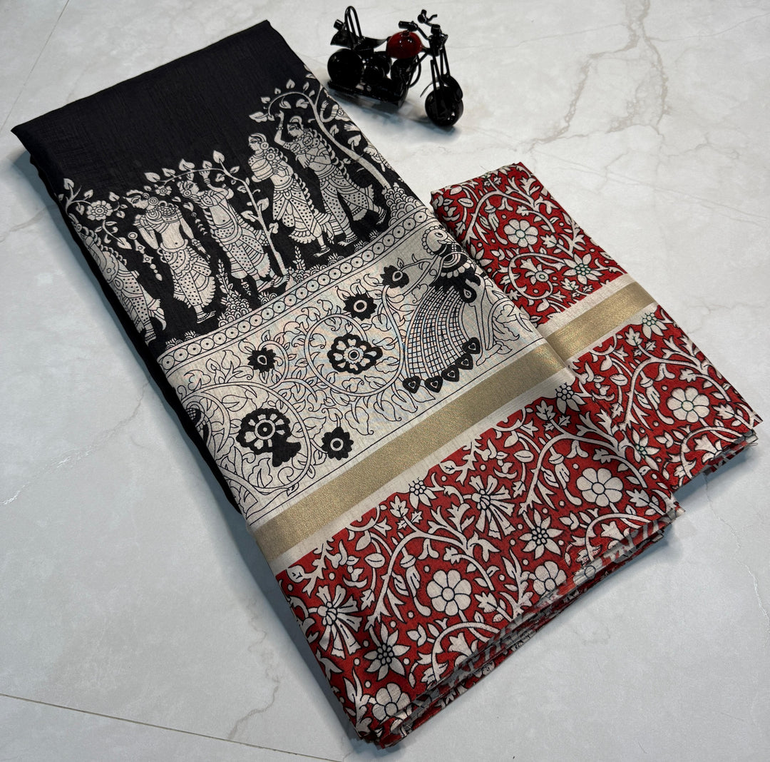 Black Color Mul Mul Cotton Sarees Wedding Wear Collection Price and Online Shopping Price Under 1000 . this Fabric Weddings Wear and Traditional Cotton Saree Online and Soft Cotton Saree for Women , Traditional Look For 2024-25 . 