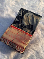 Load image into Gallery viewer, Black Color Pure Soft Paithani Silk Sarees With Price and Online Shopping Price Under 2500 . This Fabric Black Saree and Rani Color Blouse Authentic Look This Design and Embroidery Tipki Design and Rich Border Zari Weaving Work . Traditional Look For 2024-25 , 2025-26 . 

