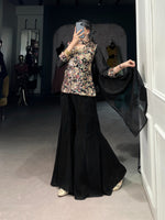 Load image into Gallery viewer, Partywear Black Eid Kurti Set , Black Eid Outfit with Embroidery and Sequins , Designer Black Suit Set with Dupatta for Eid , Ready-to-Wear Black Eid Dress Online , Black Festive Ethnic Suit for Eid 2025 , Modest Black Eid Ensemble for Women , Black Eid Dress with Stylish Embroidered Dupatta , Black Georgette Salwar Suit for Eid , Limited Edition Black Eid Outfit 2025 , Elegant Black Suit for Eid Night Celebrations .
