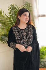 Load image into Gallery viewer, Rishi Velvet Black Kurti  | Shoppers Trend
