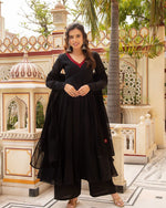 Load image into Gallery viewer, Riya Fox Georgette Black Anarkali | Shoppers Trend
