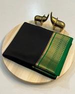 Load image into Gallery viewer, Combination Of Black And Green Pure Mysore Silk Saree From Best Saree Manufacturer of Surat , India. Mysore Silk Saree Is Tradition Of All Over India But Mostly In South India State Like Andhra Pradesh , Tamilnadu ,Telangana ,kerala , Golden Silk , Saree Under 999 RS , Best Design For Silk Lovers , 
