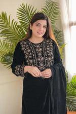Load image into Gallery viewer, Rishi Velvet Black Kurti  | Shoppers Trend
