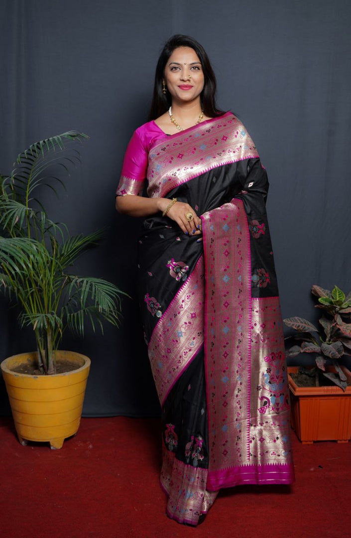 This Black Pure Soft Silk Sarees price and online shopping price under 2500 . This Fabric Pure Soft Silk most famous and  best product and popular this Saree and authentic look 2024-25 . 