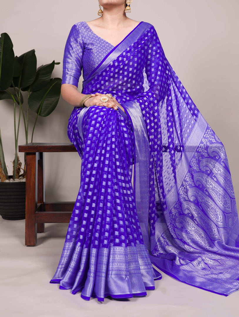 Blue nylon georgette saree , Designer blue saree online , Blue saree with viscose border , Elegant navy blue saree , Sky blue wedding saree , Traditional blue silk-look saree , Blue georgette saree with zari , Latest blue party wear saree , Blue saree with golden zari work , Blue saree for festivals , Lightweight blue georgette saree , Pure blue saree collection , Trending blue sarees online , Occasion wear blue saree , Classic blue ethnic saree . 