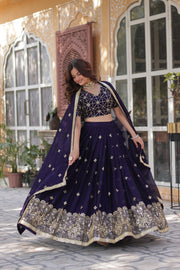 Blue Rangoli Silk With Heavy Sequins & Thread Embroidered work Dhavani Set , Langa Voni , Half-Saree and Davani Set Price and Online Shopping Price Under 1500 . this Fabric So Heavy and Elevate your style with a stunning blue Rangoli silk lehenga adorned with sequins and thread embroidery. Complete with a matching dupatta and unstitched blouse for customization. Perfect for weddings and festive occasions. 