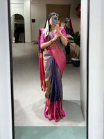 Load image into Gallery viewer, Kavita Kanjivaram Fully Zari Weaving Work Blue Saree | Shoppers Trend
