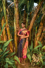 Load image into Gallery viewer, Blue Kanchipuram Handloom Pattu Weaving Silk Saree price and Hot Pink Blouse For Weddings Popular and Most Famous Saree in Shoppers Trend .Blue  Kanchipuram Handloom Pattu Weaving Silk Saree  For Under 1999
 
