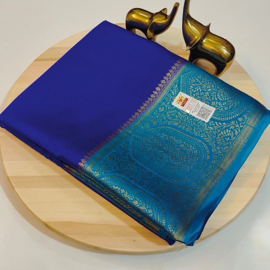 Royal Blue semi mysore silk sarees price and online shopping price under  1000 . this fabric royal and smooth softness fabric . 