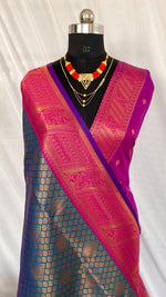 Load image into Gallery viewer, Blue Soft Silk Sarees  Kanchipuram Weaving Sarees With Price and Online Shopping Price Under 2500 . 
