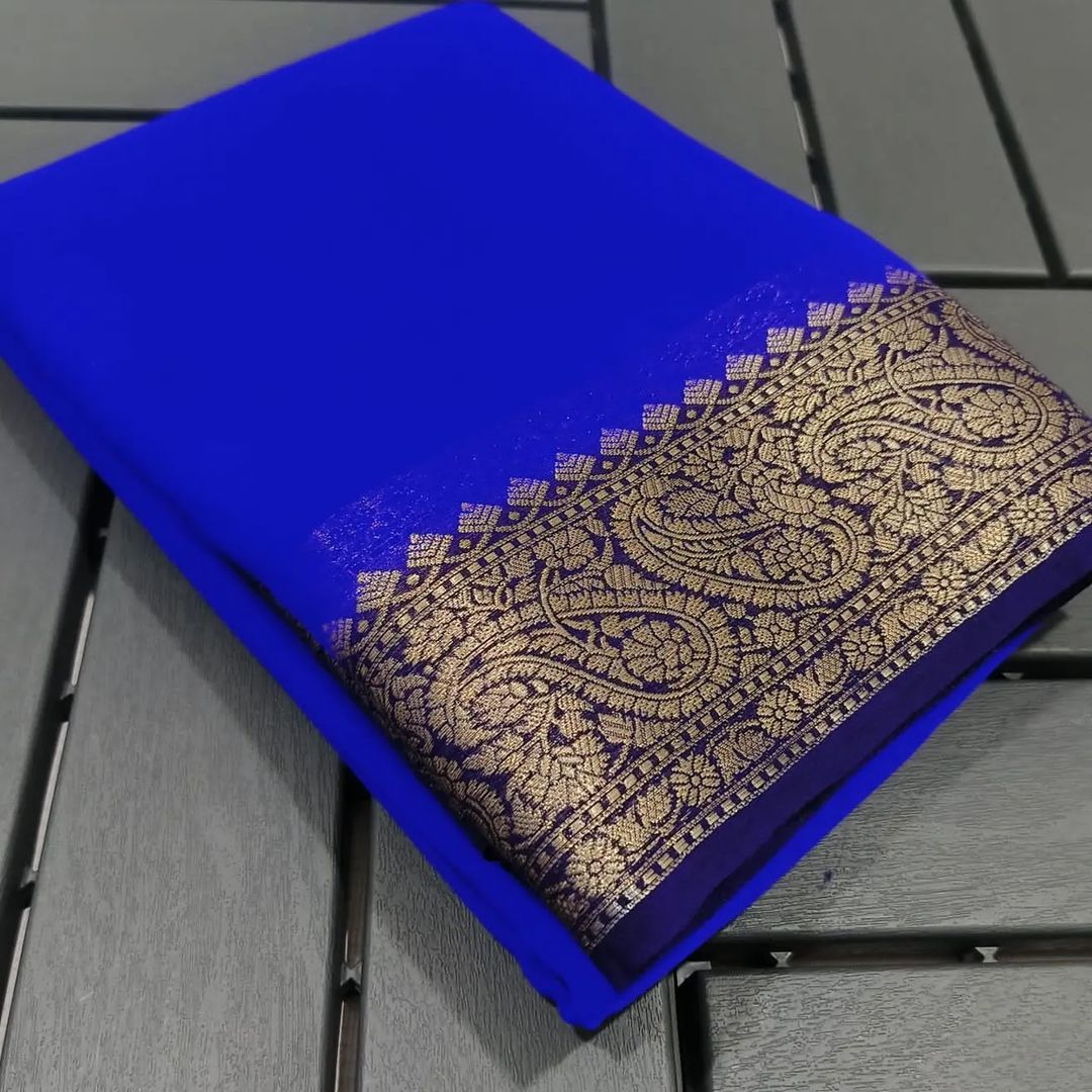 Pure Blue Viscose Silk Saree Original Most Popular And Famous Viscose Silk Saree Traditional Look and Fashion Designer Look For Weddings price Under 999.