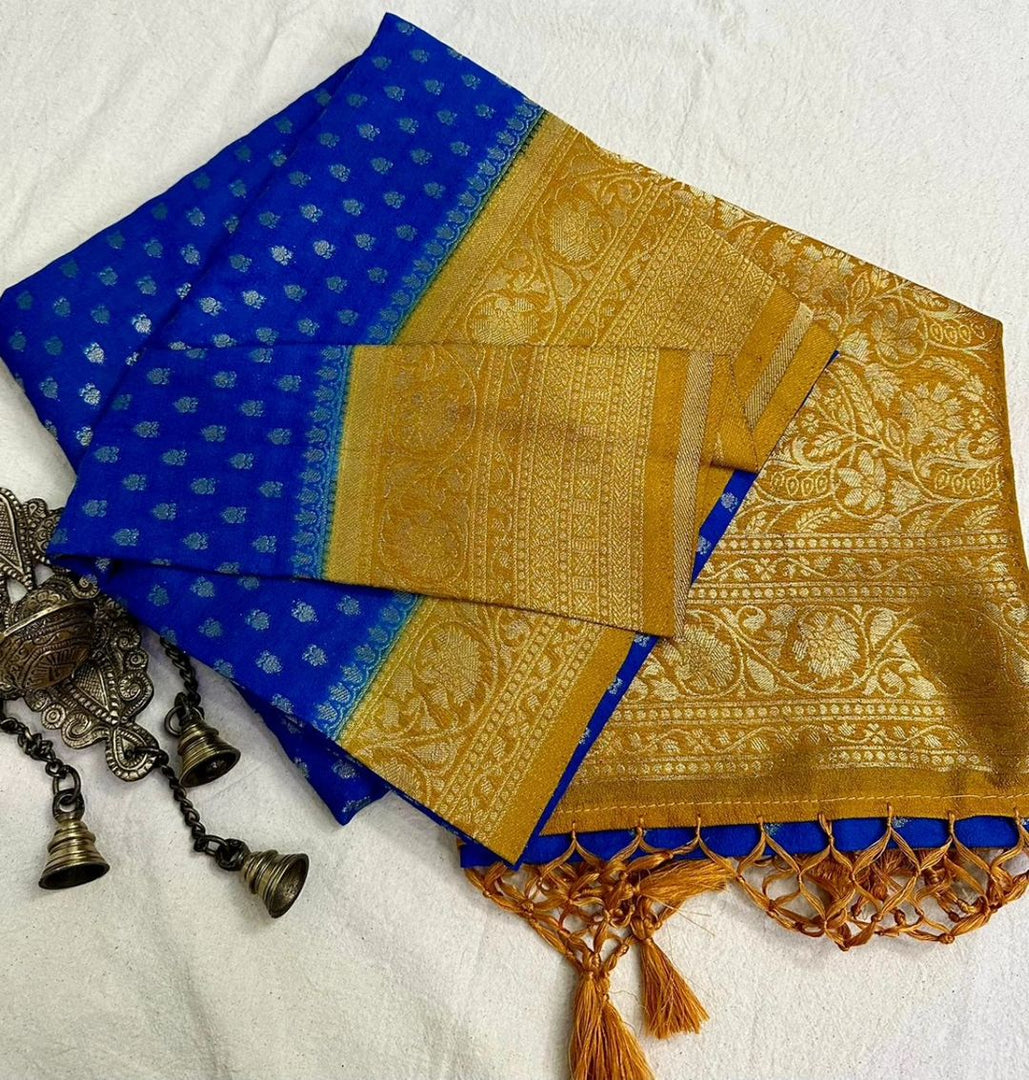 Blue Viscose Silk Sarees with price and Online Shopping price under 1500 . this Fabric Silver zari weaving work in border and Fully Saree Silver Zari Weaving Work  with Jumka Tradition look 2024-25 . 