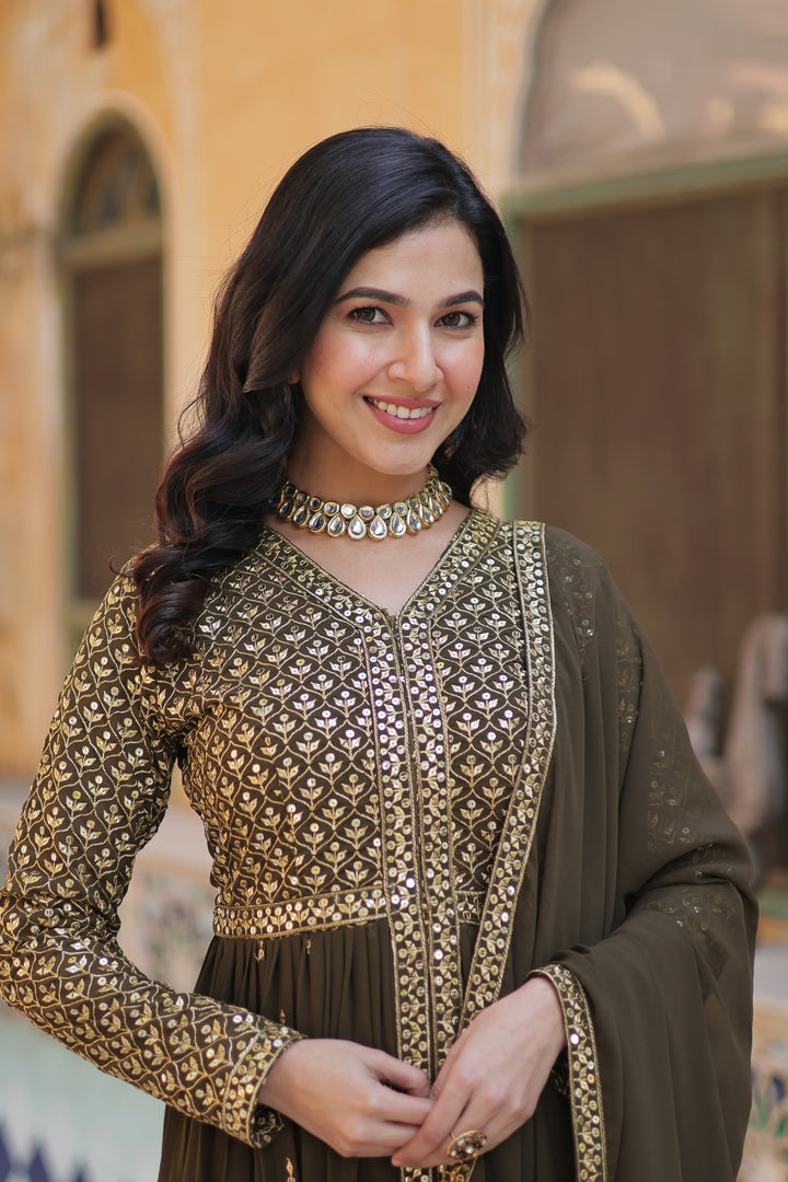 Priyanka Faux Georgette Anarkali | Shoppers Trend