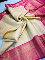 Load image into Gallery viewer, Kemi Tissue Silk Cream Saree | Shoppers Trend
