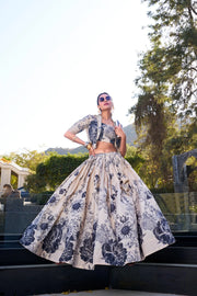 Cream Tussar Silk Langa Voni , Davani Set , Half-Saree and Dhavani Set Price and Online Shopping Price Under 2000 . This Fabric Tussar Silk Langa Voni Best For Weddings Wear Collection and Kotti Fully Floral Print With Lace Touch Up Work and Blouse Floral Print , Traditional Look For 2024-25 , 2025-26 . 