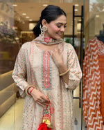 Load image into Gallery viewer, Renya Satin Beige Kurti  | Shoppers Trend
