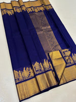 Load image into Gallery viewer, Dan Blue Soft Lichi Silk Sarees With Price and Online Shopping Price Under  1000 . Fully Zari Weaving Work and Jacquard Work This Saree Weddings Wear Collection In Saree . This Woman Model Wear Collection Traditional Look 2024-25 . 
