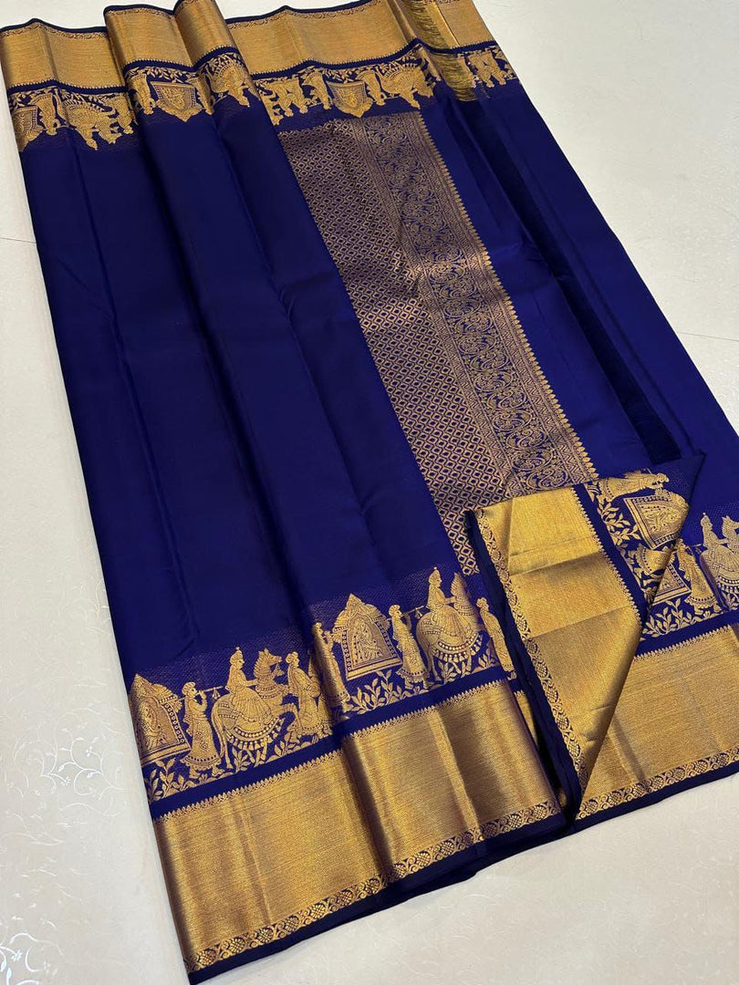 Dan Blue Soft Lichi Silk Sarees With Price and Online Shopping Price Under  1000 . Fully Zari Weaving Work and Jacquard Work This Saree Weddings Wear Collection In Saree . This Woman Model Wear Collection Traditional Look 2024-25 . 