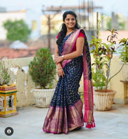 Dan Blue Soft Kanjivaram Silk Sarees With Price and Best Online Shopping Price Under 1500 . this Fabric Soft Kanjivaram Silk Saree Soft and Smooth Lightweight Design and Rich Pallu  and Border Gold Zari Weaving Work . This Work only Zari Weaving Work This Fabric Kanjivaram Silk Saree Traditional Look For 2024-25 .