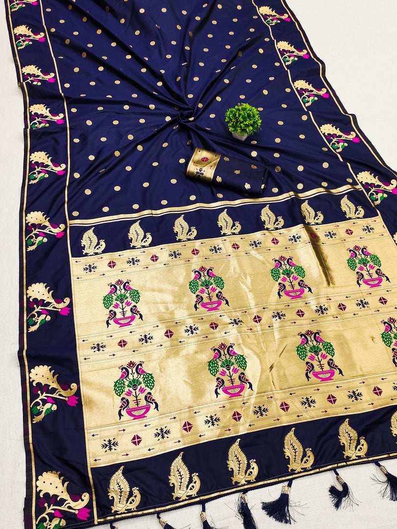 Marina Soft Paithani Silk Saree | Shoppers Trend