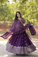 Load image into Gallery viewer, Yamuna Faux Blooming Dark Rani Dhavani Set | Langa Voni | Shoppers Trend
