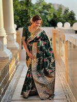 Load image into Gallery viewer, Beautiful Design Dark Green Soft Banarasi Silk Sarees With Price and Online Best Shopping Price Under 2000 . this Saree Famous For Weddings and Party Wear Collcetion. This Saree Fabric Soft Banarasi Silk Saree with Zari Weaving Work most beautiful and Handwork Crafted Traditional Look 2024-25.  
