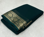 Load image into Gallery viewer, Elegant Dark Green Viscose Silk Saree featuring zari weaving, 6.3 meters in length. Includes matching blouse piece. Machine washable - Shop Now Shoppers Trend

