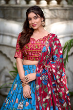 Load image into Gallery viewer, Dark Maroon Tussar Silk Dhavani Set , Davani Set and Half-Saree With Price and Online Shopping Price Under 2000 . This Dhavani Set Fabric Soft and Premium Tussar Silk Dhavani Set and Dark Maroon Rajavadi Pattern and Pichwai With Patola Print And Zari Weaving Border THis Fabric Working Outstanding Look For 2024-25 .
