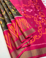 Load image into Gallery viewer, Dark Marron With Dolla Silk Saree featuring elegant zari weaving. 6.3m length includes matching blouse piece. Machine washable. Crafted from premium Dolla Silk fabric for sophisticated occasions.

