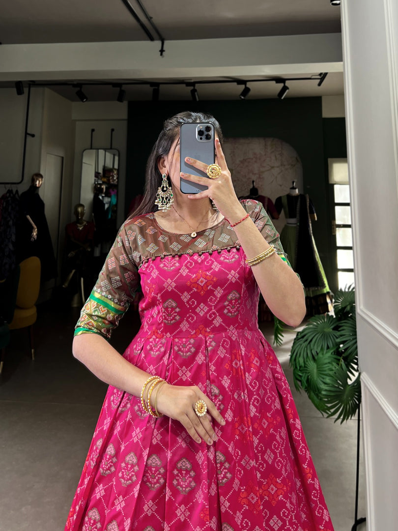 Pooja Jacquard Silk Gown | Shoppers Trend