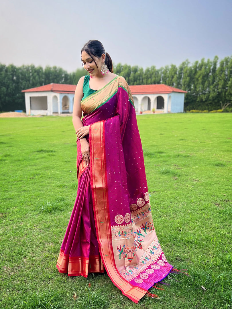 Dark Pink Kanjivaram With Zari Weaving Work Sarees With Price and Online Shopping Price Under 2000. this Fabric Dark Pink Kanjivaram Saree Plain in Zari Weaving Work and Same Blouse Kanjivaram and This Crafted  Zari Weaving Work . Traditional Look For 2024-25 , 2025-26 .  