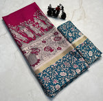 Load image into Gallery viewer, Dark Pink Mul Mul Cotton sarees with price and Mul Mul Cotton sarees online Price under 1000. This Fabric Mul Mul Cotton FIrst manufacturing  Dhakeshwari or Dhaka in the state of Bangladesh . 


