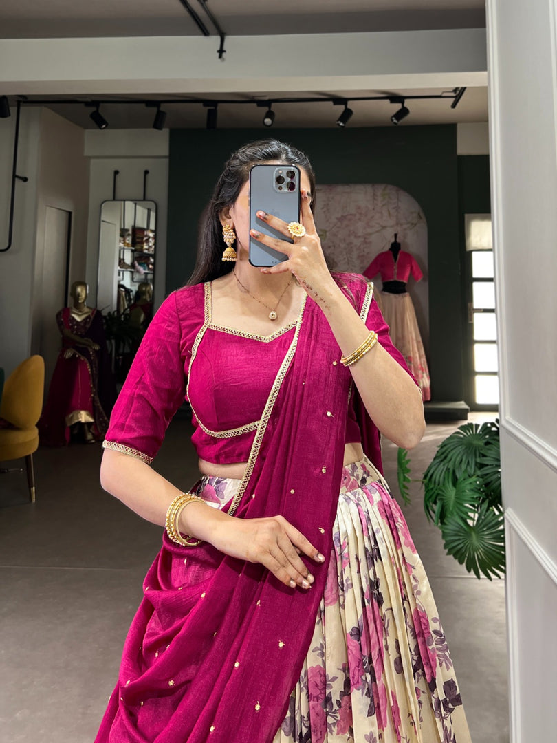 Chhaya Dola Silk Dhavani Set / Half Saree / Langa voni | Shoppers Trend