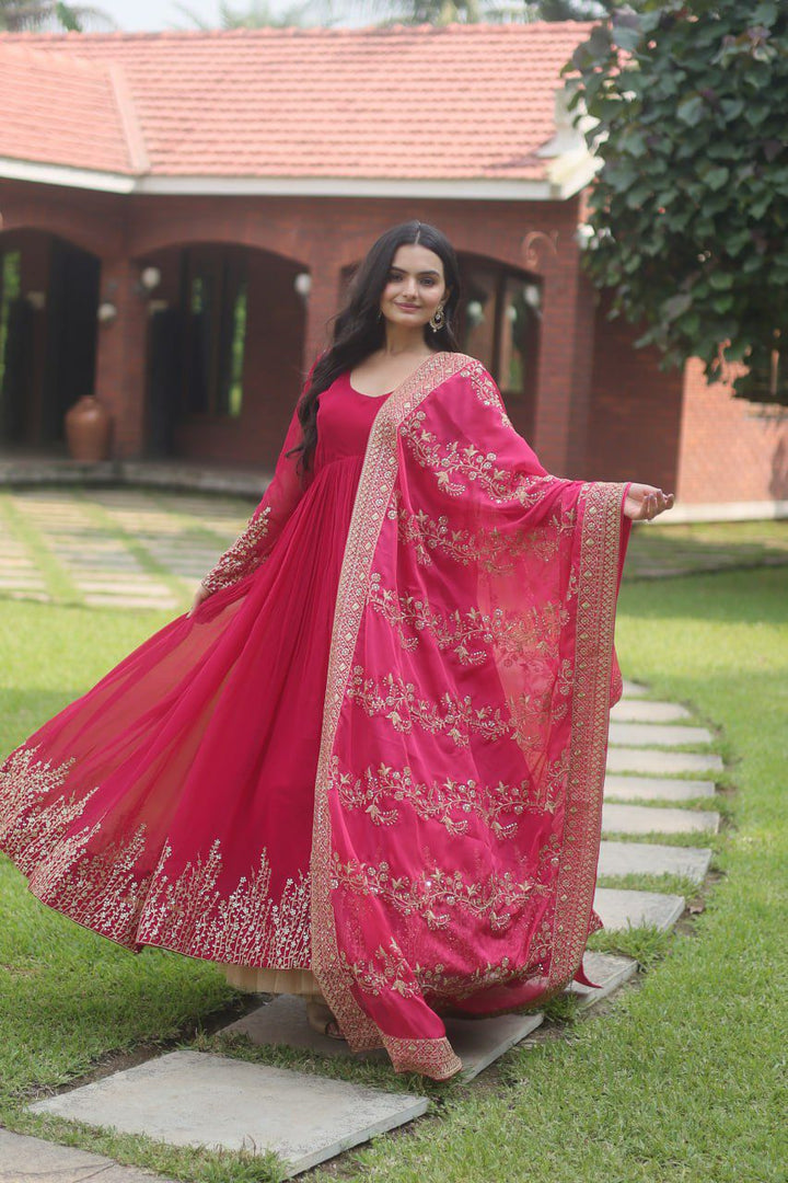 Apexa Faux Blooming Pink Anarkali | Shoppers Trend