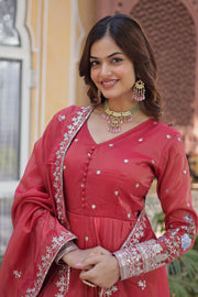 Dark Pink Gown for Women , Dark Pink Ethnic Dress Online , Dark Pink Party Wear Suit , Dark Pink Traditional Outfit .