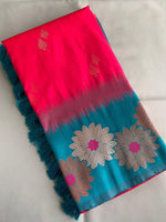 Load image into Gallery viewer, Dark pink silk saree with zari weaving border ₹2299 , Classy dark pink soft silk saree for traditional events , Latest arrival dark pink saree with rich silk texture , Zari woven pink saree in dark Sky , Bridal-inspired dark pink silk saree with matching blouse .
