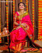 Dark Pink Pure Silk Sarees online shopping price in under 2500 . this designs for weddings and party wear collection , this Fabric smooth and pure Soft silk Tradition of Banaras . 