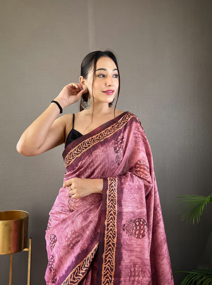 Dhanvi Pure Soft Cotton Tussar Silk Saree | Shoppers Trend