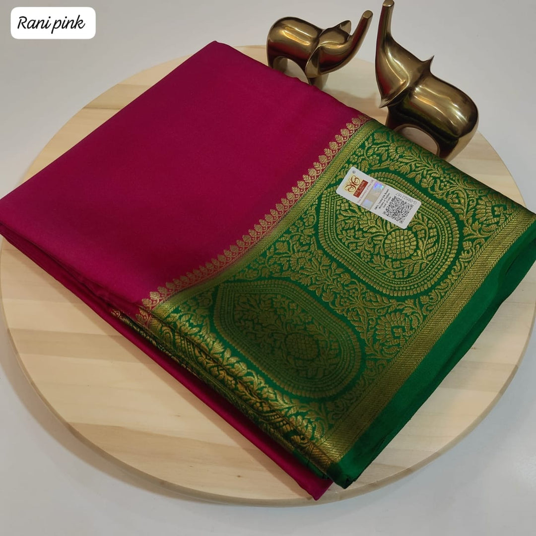Dark Pink semi mysore silk sarees with price and online shopping price under 1000 . this fabric most famous and best product this Fabric smooth and softness . 