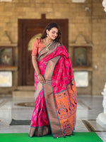 Load image into Gallery viewer, Jenisha Soft Paithani Silk Pink Saree | Shoppers Trend
