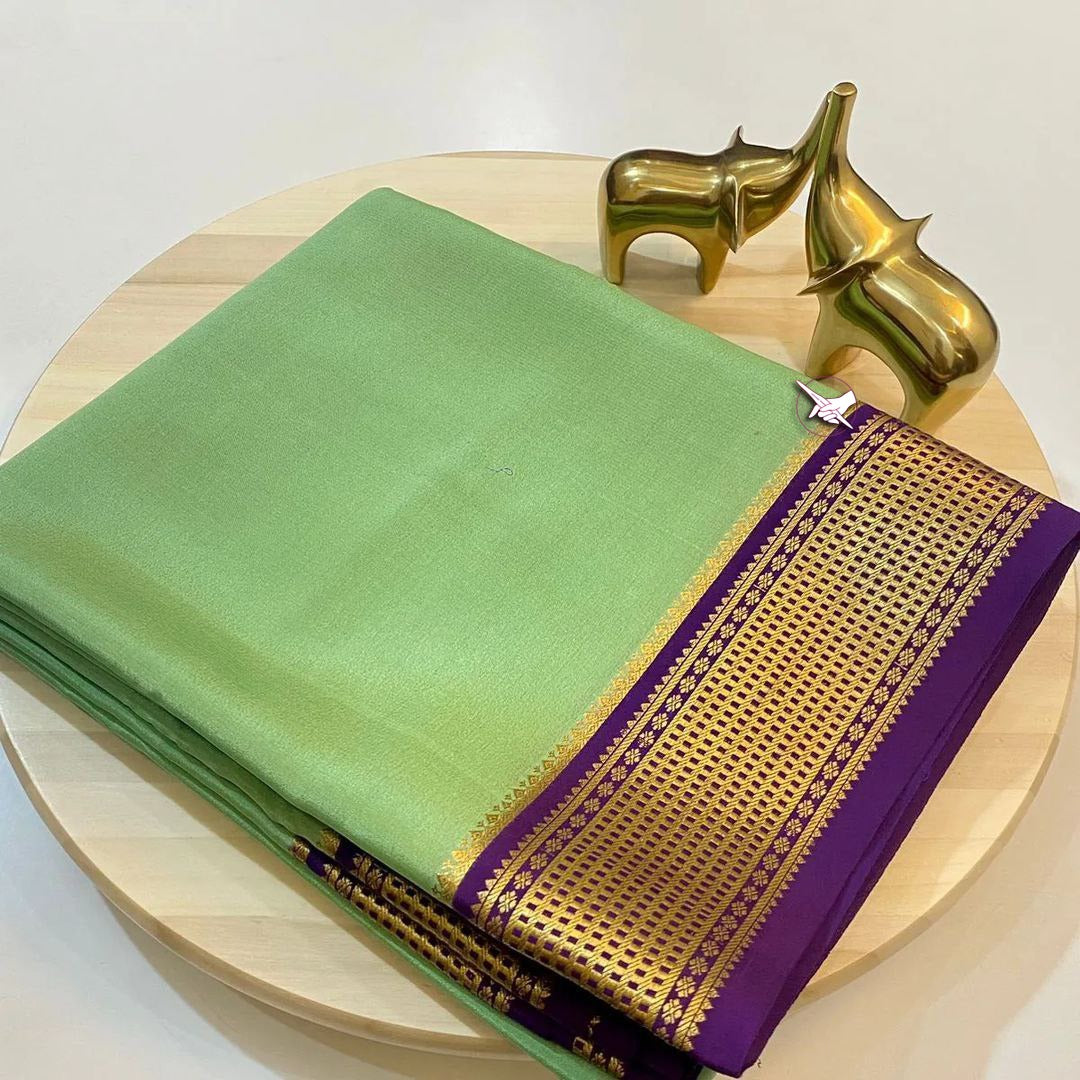 Buy Semi-Mysore Silk Saree Online , Dark Pista Semi Mysore Silk Sarees Price and Online Shopping Price Under 1000 . this Fabric So Cool and Weddings Wear Collection   Price , Designer Zari Weaving Saree for Weddings . 