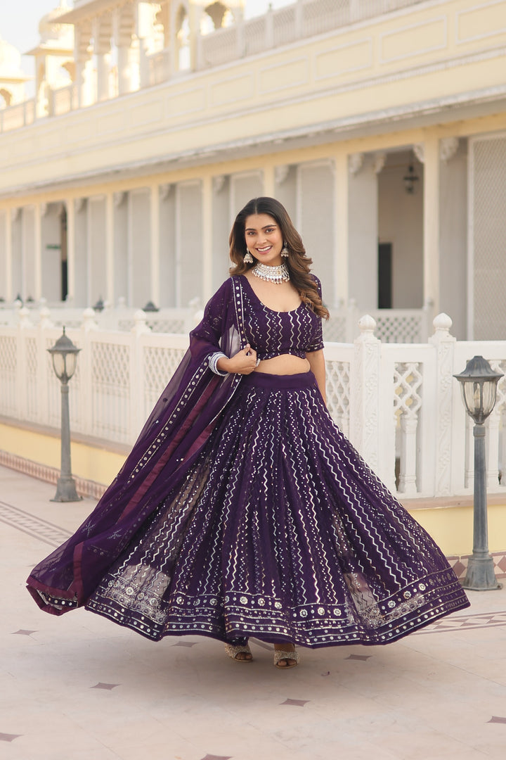 Falguni Faux Blooming With Heavy Sequins Half Sarees | Shoppers Trend