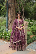 Load image into Gallery viewer, Dark Rani Or Lavender Color Pure Dyable Viscose Jacquard Dhavani Set , Langa Voni  , Half-Saree and Davani Set With Price and Online Shopping Price Under 3000 . this Fabric Dark Rani Pure Dyable Viscose Jacquard Dhavani Set For Wedding Price Under 3000 . 
