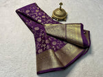 Load image into Gallery viewer, Dark Rani or Purple Or Wine Wonderful Pure Mysore Silk sarees with price and online shopping price under 1500. this fabric Pure Mysore Silk saree mainly manufacturing Mysore district in Karnataka  , India . 
