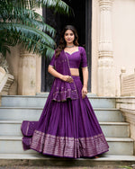 Load image into Gallery viewer, Beautiful Dark Rani Pure Chanderi  Dhavani Set and Half Saree . this Fabric Pure Chanderi Dhavani Set With Price and Online Shopping Price 2000 . this Fabric Pure Chanderi Soft and Smooth Fabric and Rich Lenga Border Rich  and Duptta Dark Green Color  most Authentic Color and Best Selling Product Price Under 2000 . 
