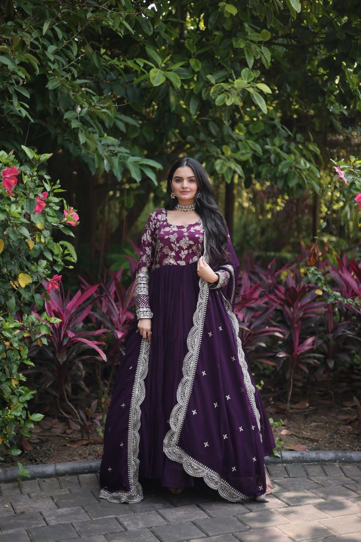 Mokshita Faux Blooming & Viscose Dyable Jacquard Anarkali | Shoppers Trend