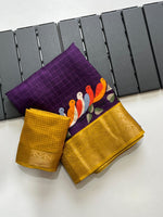 Load image into Gallery viewer, Letest Dark Rani soft dola silk sarees price under 1000 . Perfect for weddings, festive celebrations, or any grand occasion, this saree combines luxurious fabric with artistic design to create an elegant look.
