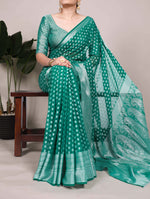 Load image into Gallery viewer, Dark sky color saree , Elegant dark sky georgette saree , Zari border dark sky saree , Dark sky nylon saree for wedding , Designer dark sky ethnic saree , Partywear dark sky blue saree , Dark sky georgette saree with blouse , Traditional dark sky saree , Premium dark sky color saree , Festive wear dark sky saree , 
Rich look dark sky saree , Latest dark sky color sarees .

