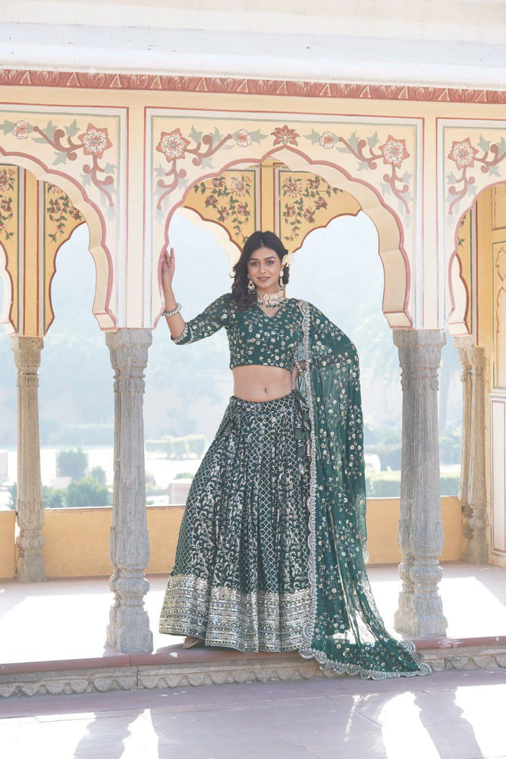 Shop Dark Sky lehenga in viscose jacquard with sequin work , Elegant Dark Sky embroidered lehenga with cutwork dupatta , Dark Sky lehenga set with faux blooming blouse fabric - Shop Now At - Shoppers Trend